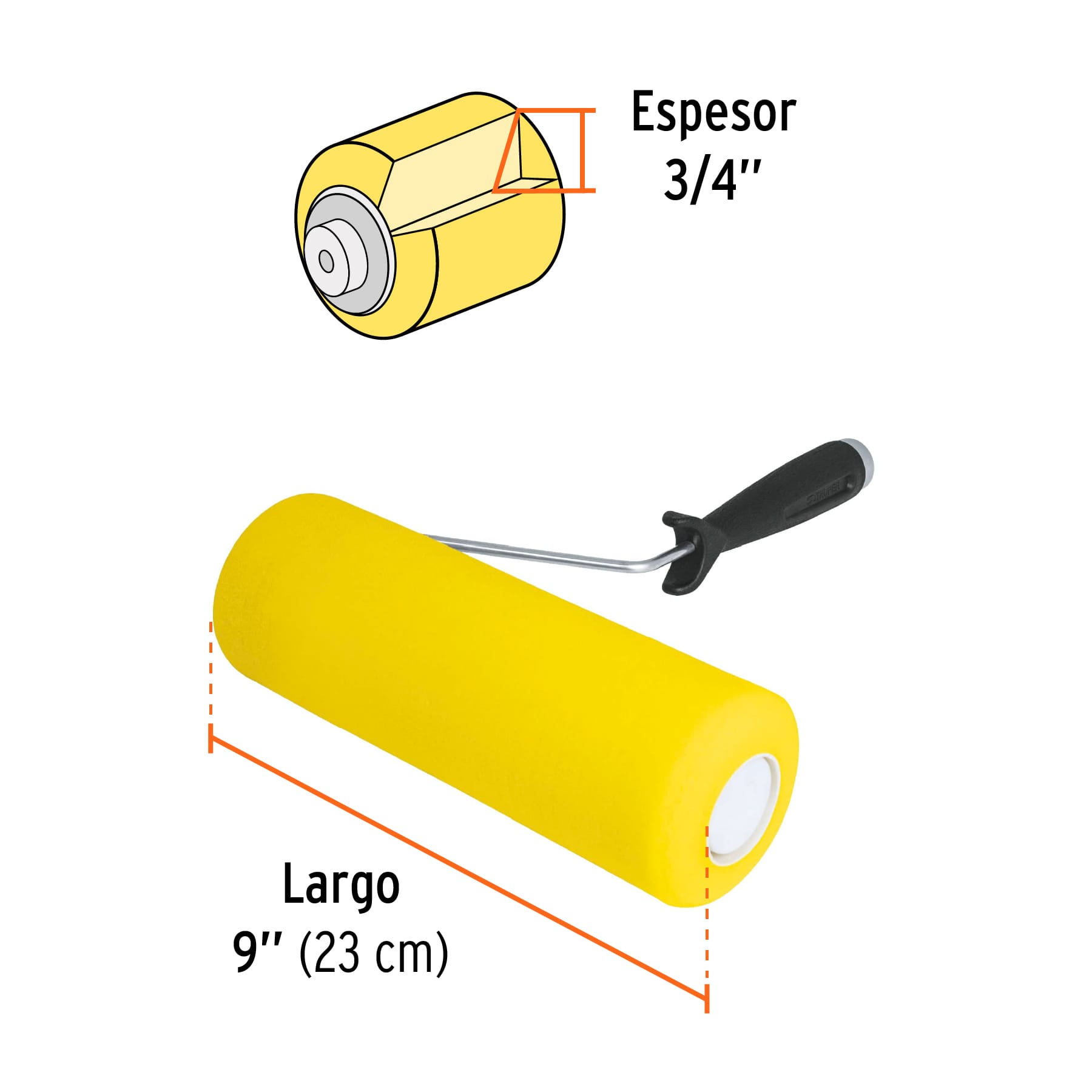 Rodillo para pintar, esponja 9 x 3/4', superficies rugosas - ROPI-920E / 13842
