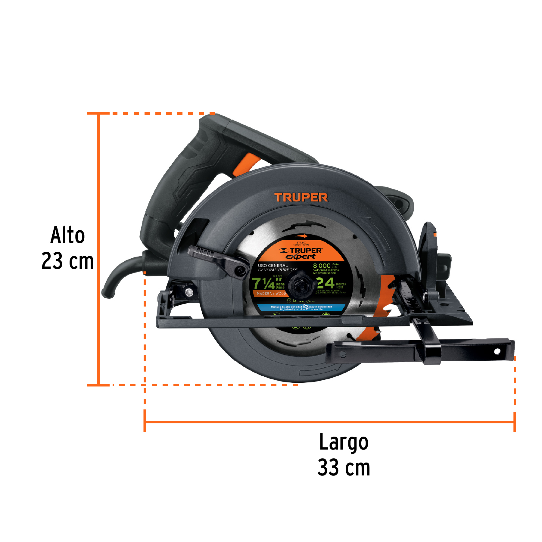 Sierra circular 7-1/4' 1800 W, industrial, Truper - SICI-7-1/4N4 / 11779 Sierra circular 7-1/4' 1800 W, industrial, Truper - SICI-7-1/4N4 / 11779