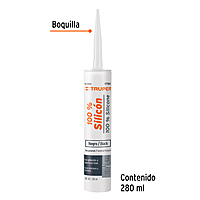 Sellador negro, 100% de silicón, 280 ml - SIL-100N / 17561 Sellador negro, 100% de silicón, 280 ml - SIL-100N / 17561