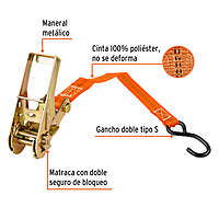 Juego de 2 sujetadores con matraca carga máxima 1125 kg - SU-1125R / 19282 Juego de 2 sujetadores con matraca carga máxima 1125 kg - SU-1125R / 19282