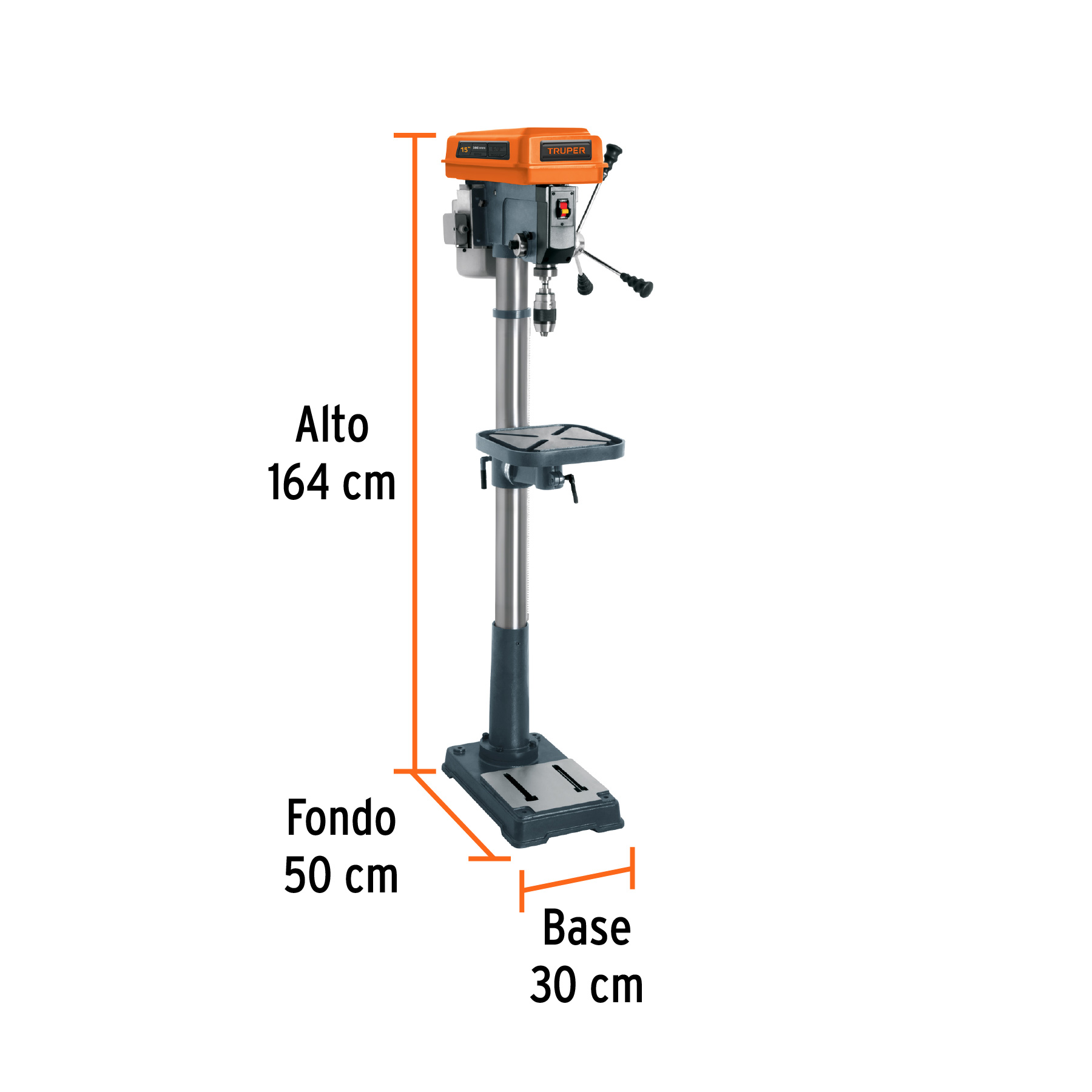 Taladro de piso 15", 1 HP (750 W), broquero 5/8", Truper TAPI-15 / 16180