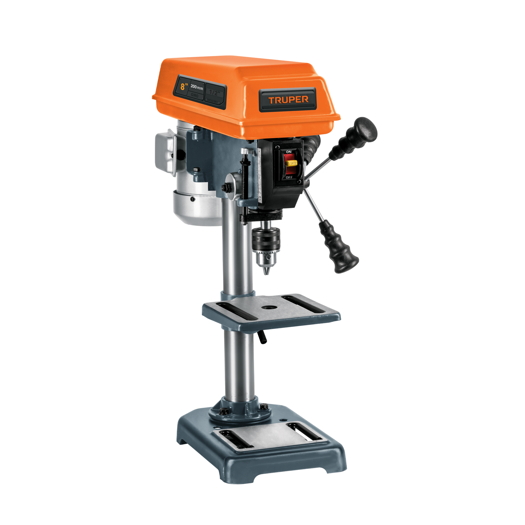 Taladro de piso 8", 1/3 HP (250 W), broquero 1/2", Truper TAPI-8 / 16174