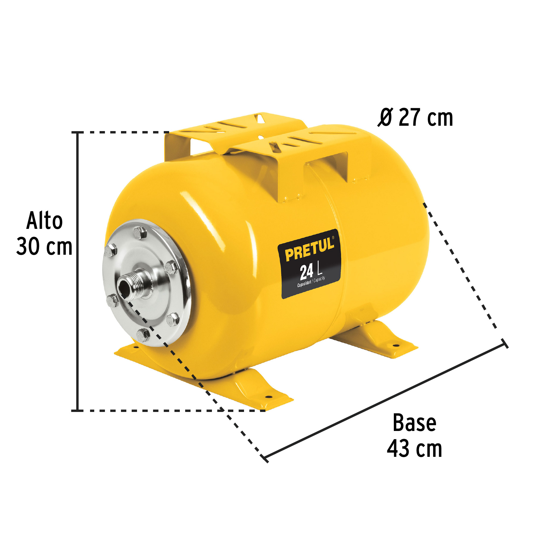 Tanque para bombas hidroneumáticas HIDR-1/2X24P, Pretul - TAN-HIDR-1/2X24P / 27039 Tanque para bombas hidroneumáticas HIDR-1/2X24P, Pretul - TAN-HIDR-1/2X24P / 27039