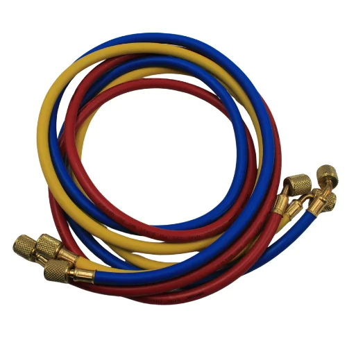 Juego de 3 Mangueras de Carga de Refrigerante, 800 PSI, 150 CM DE LONGITUD, 1/4"-1/4"(Y), 1/4"-1/4"®, 1/4"-1/4"(B) - WIP-MRH-2