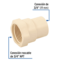 Adaptador Hembra de CPVC 3/4' - CPVC-602 / 45105 Adaptador Hembra de CPVC 3/4' - CPVC-602 / 45105