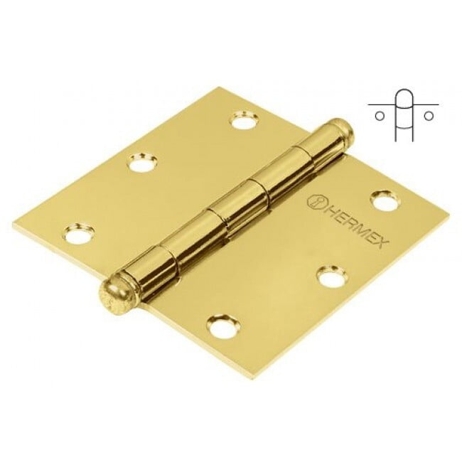 Bisagra cuadrada 2-1/2',acero latonado, redonda - BC-251R / 43231 Bisagra cuadrada 2-1/2',acero latonado, redonda - BC-251R / 43231