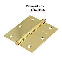 Bisagra cuadrada 3-1/2', acero latonado, plana, Hermex Basic - BC-351PP / 23685 Bisagra cuadrada 3-1/2', acero latonado, plana, Hermex Basic - BC-351PP / 23685