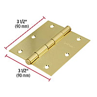 Bisagra cuadrada 3-1/2', acero latonado, plana, Hermex Basic - BC-351PP / 23685 Bisagra cuadrada 3-1/2', acero latonado, plana, Hermex Basic - BC-351PP / 23685
