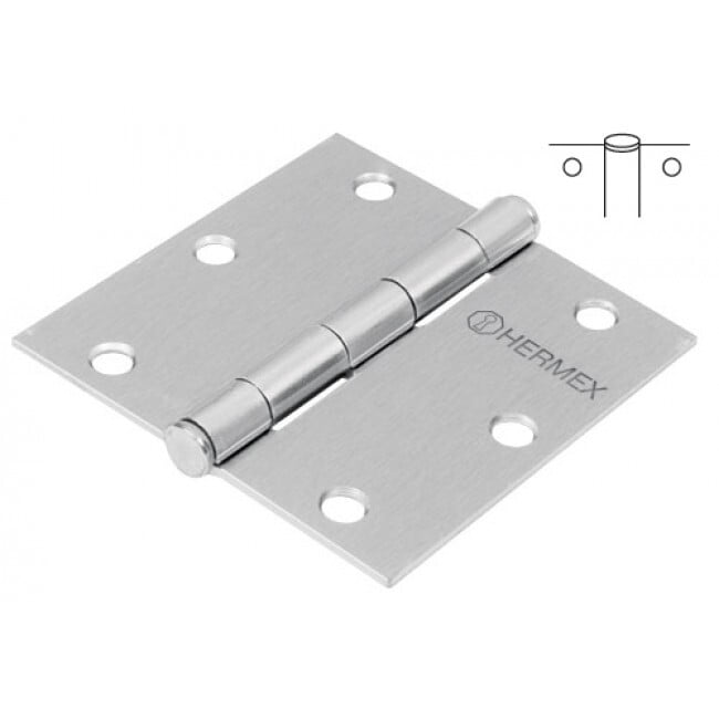 Bisagra cuadrada 3', acero cromo mate, plana - BC-303P / 43261 Bisagra cuadrada 3', acero cromo mate, plana - BC-303P / 43261
