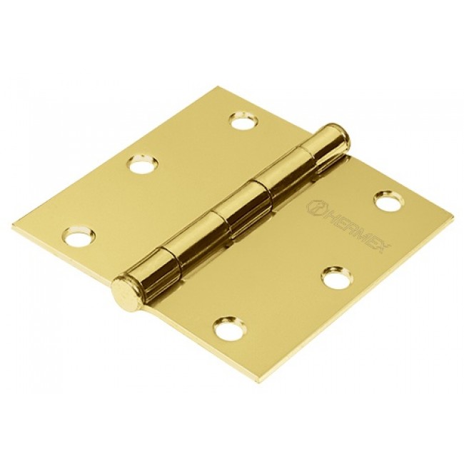 Bisagra cuadrada 3', acero latonado, plana, Hermex Basic - BC-301PP / 28800 Bisagra cuadrada 3', acero latonado, plana, Hermex Basic - BC-301PP / 28800