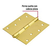 Bisagra cuadrada, 4', acero latonado, plana, Hermex Basic - BC-401PP / 23686 Bisagra cuadrada, 4', acero latonado, plana, Hermex Basic - BC-401PP / 23686