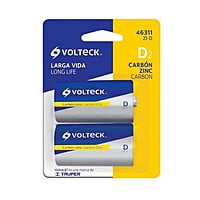 Blíster con 2 pilas zinc-carbón tamaño D, volteck - ZI-D / 46311 Blíster con 2 pilas zinc-carbón tamaño D, volteck - ZI-D / 46311