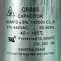 Capacitor de Trabajo 60Mf 370 a 440V - CR-60-D Capacitor de Trabajo 60Mf 370 a 440V - CR-60-D