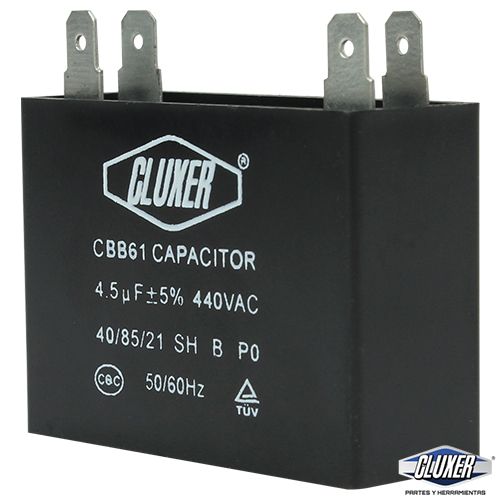 Capacitor De Ventilador, 4.5Mf, 440Vac +-5%, 50/60Hz / Cluxer - CXCP44045