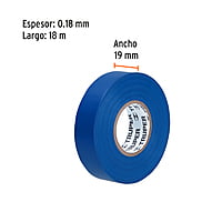 Cinta de aislar de 18 m x 19 mm, azul, Truper - M-33Z / 12505
