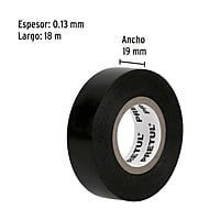 Cinta de aislar de 18 m x 19 mm, negra en blíster, Pretul - M-33P-B / 20523 Cinta de aislar de 18 m x 19 mm, negra en blíster, Pretul - M-33P-B / 20523