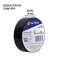 Cinta de aislar de 18 m x 19 mm, negra, Volteck - MV-33 / 46160