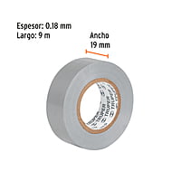 Cinta de aislar de 18 m x 19 mm, gris, Truper - M-33G / 12507