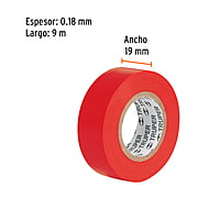 Cinta de aislar de 9 m x 19 mm, roja, Truper - M-22R / 13513 Cinta de aislar de 9 m x 19 mm, roja, Truper - M-22R / 13513