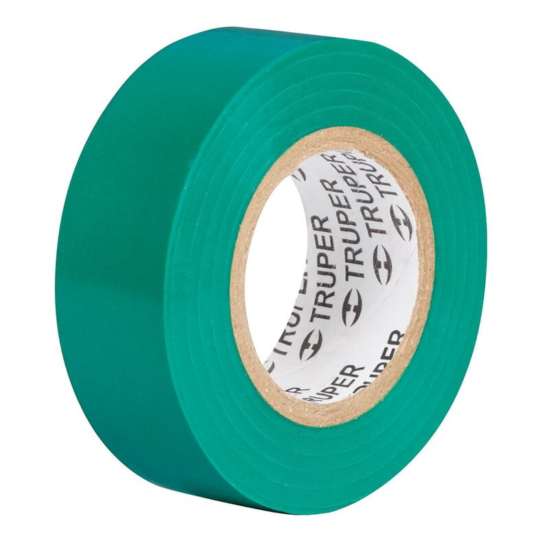 Cinta de aislar de 9 m x 19 mm, verde, Truper - M-22V / 13511 Cinta de aislar de 9 m x 19 mm, verde, Truper - M-22V / 13511