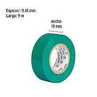 Cinta de aislar de 9 m x 19 mm, verde, Truper - M-22V / 13511 Cinta de aislar de 9 m x 19 mm, verde, Truper - M-22V / 13511