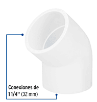 Codo 45° de PVC, 1-1/4' - PVC-864 / 45526 Codo 45° de PVC, 1-1/4' - PVC-864 / 45526