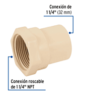 Conector hembra CPVC 1-1/4' - CPVC-604 / 48956 Conector hembra CPVC 1-1/4' - CPVC-604 / 48956