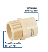 Conector macho CPVC 1-1/4' - CPVC-614 / 48953 Conector macho CPVC 1-1/4' - CPVC-614 / 48953