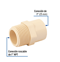 Conector macho de CPVC 1' - CPVC-613 / 45100 Conector macho de CPVC 1' - CPVC-613 / 45100
