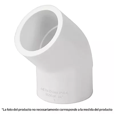 Codo de PVC, 1/2 Pulgada, 45° Grados - CODPVC1/2-45
