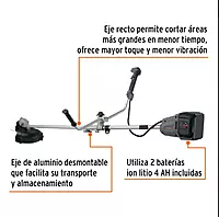 Desbrozadora inalámbrica 13", 40 V, sin carbones, Truper MAX 102338 Desbrozadora inalámbrica 13", 40 V, sin carbones, Truper MAX 102338
