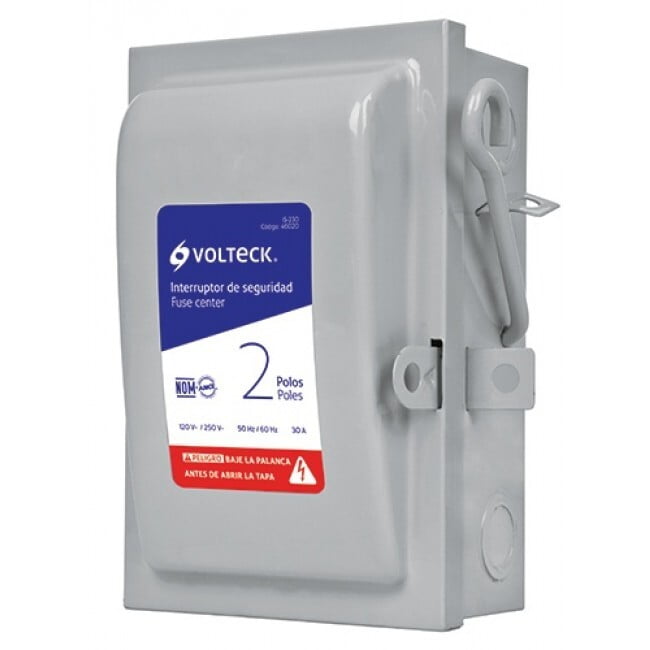 Interruptor de seguridad 2 polos, 30 A, Volteck - IS-230 / 46020 Interruptor de seguridad 2 polos, 30 A, Volteck - IS-230 / 46020
