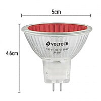 Lámpara de halógeno MR16, 50 W, rojo, Volteck - JR-50R / 47255 Lámpara de halógeno MR16, 50 W, rojo, Volteck - JR-50R / 47255