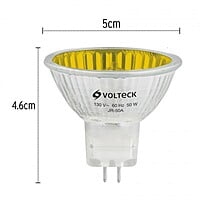 Lámpara de halógeno tipo MR16, 50 W, amarillo, Volteck - JR-50A / 47256 Lámpara de halógeno tipo MR16, 50 W, amarillo, Volteck - JR-50A / 47256