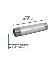 Niple, acero galvanizado, 1-1/2 x 10', cedula 40 - CG-441 / 48840 Niple, acero galvanizado, 1-1/2 x 10', cedula 40 - CG-441 / 48840