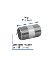 Niple, acero galvanizado, 1-1/2 x 3', cedula 40 - CG-437 / 48836 Niple, acero galvanizado, 1-1/2 x 3', cedula 40 - CG-437 / 48836