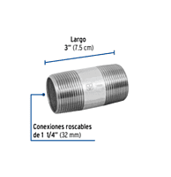Niple, acero galvanizado, 1-1/4 x 3', cedula 40 - CG-430 / 48829 Niple, acero galvanizado, 1-1/4 x 3', cedula 40 - CG-430 / 48829