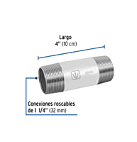 Niple, acero galvanizado, 1-1/4 x 4', cedula 40 - CG-431 / 48830 Niple, acero galvanizado, 1-1/4 x 4', cedula 40 - CG-431 / 48830