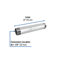 Niple, acero galvanizado, 1-1/4 x 6', cedula 40 - CG-432 / 48831 Niple, acero galvanizado, 1-1/4 x 6', cedula 40 - CG-432 / 48831