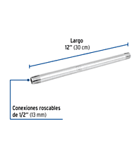Niple, acero galvanizado, 1/2' x 12', cédula 40 - CG-406 / 47521 Niple, acero galvanizado, 1/2' x 12', cédula 40 - CG-406 / 47521