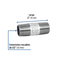 Niple, acero galvanizado, 1/2' x 2', cédula 40 - CG-401 / 47516