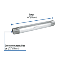 Niple, acero galvanizado, 1/2 x 35', cedula 40 - CG-424 / 48823 Niple, acero galvanizado, 1/2 x 35', cedula 40 - CG-424 / 48823