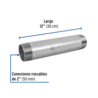 Niple, acero galvanizado, 2 x 12', cedula 40 - CG-448 / 48847 Niple, acero galvanizado, 2 x 12', cedula 40 - CG-448 / 48847