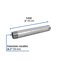 Niple, acero galvanizado, 2 x 6', cedula 40 - CG-445 / 48844 Niple, acero galvanizado, 2 x 6', cedula 40 - CG-445 / 48844