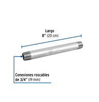 Niple, acero galvanizado, 3/4' x 8', cédula 40 - CG-415 / 47530 Niple, acero galvanizado, 3/4' x 8', cédula 40 - CG-415 / 47530