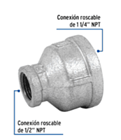 Reducción campana, acero galvanizado, 1-1/4x1/2' - CG-294 / 48761 Reducción campana, acero galvanizado, 1-1/4x1/2' - CG-294 / 48761