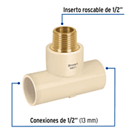 Tee CPVC latón rosca exterior 1/2' - CPVC-711 / 48911 Tee CPVC latón rosca exterior 1/2' - CPVC-711 / 48911