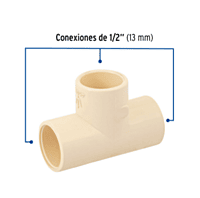 Tee sencilla de CPVC, 1/2' - CPVC-761 / 45069 Tee sencilla de CPVC, 1/2' - CPVC-761 / 45069