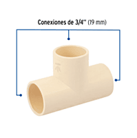 Tee sencilla de CPVC, 3/4' - CPVC-762 / 45070 Tee sencilla de CPVC, 3/4' - CPVC-762 / 45070