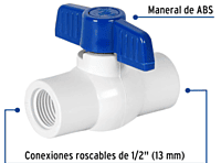 Válvula esfera de pvc, 1/2', roscable - PVC-ES-1/2R / 49150 Válvula esfera de pvc, 1/2', roscable - PVC-ES-1/2R / 49150